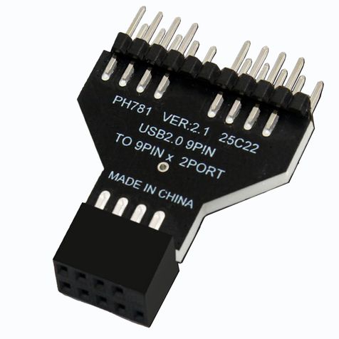 IYUANEPRO USB 2.0 9Pin to Dual 9Pin Splitter Adapter, Motherboard Header Expansion Hub, 1 to 2 Port Converter