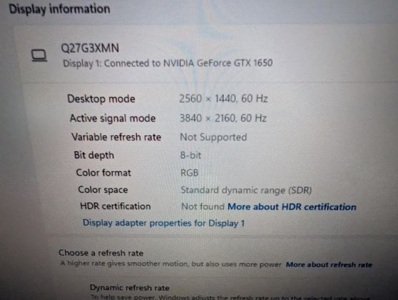 GTX 1650 - 1440p desktop to 4k active signal
