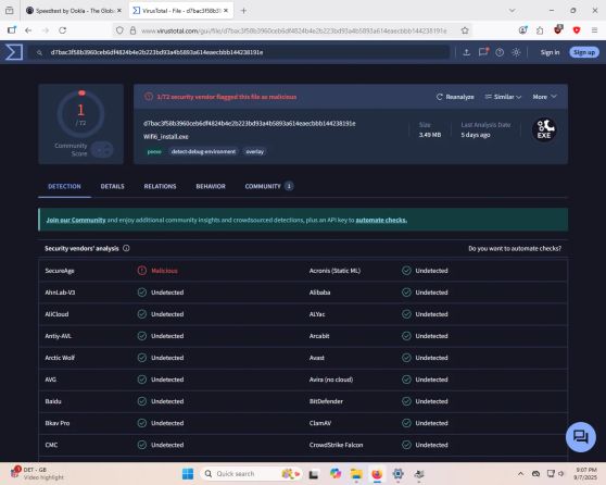 VirusTotal scan