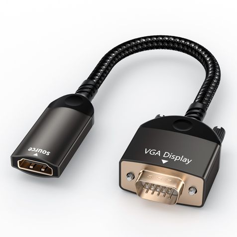 Getrish HDMI to VGA, Uni-Directional HDMI to VGA Adapter (Female to Male), VGA (Display) to HDMI (Source) Converter 1080P@60Hz Compatible with Computer, Desktop, Laptop, PC, Monitor, Projector