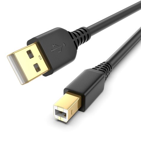6FT Printer Cable to USB 2.0, High Speed USB A to USB B Cable HP Scanner/Printer Cord for Canon, Brother, Samsung, Dell, Epson, Lexmark, Xerox, and More(Black)