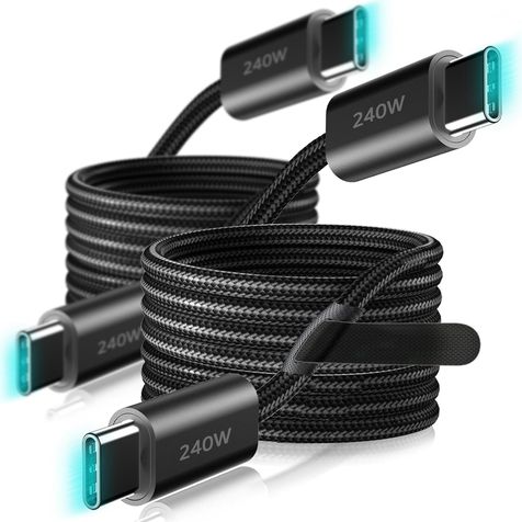 FJHEPERPOO 240W USB C to USB C Cable, 2-Pack 3.3ft, Nylon | Fast Charging, iPhone 17 16 15 Pro Max Compatible, MacBook Pro/Air Compatible, iPad Pro Compatible, Galaxy S25 S24 Compatible