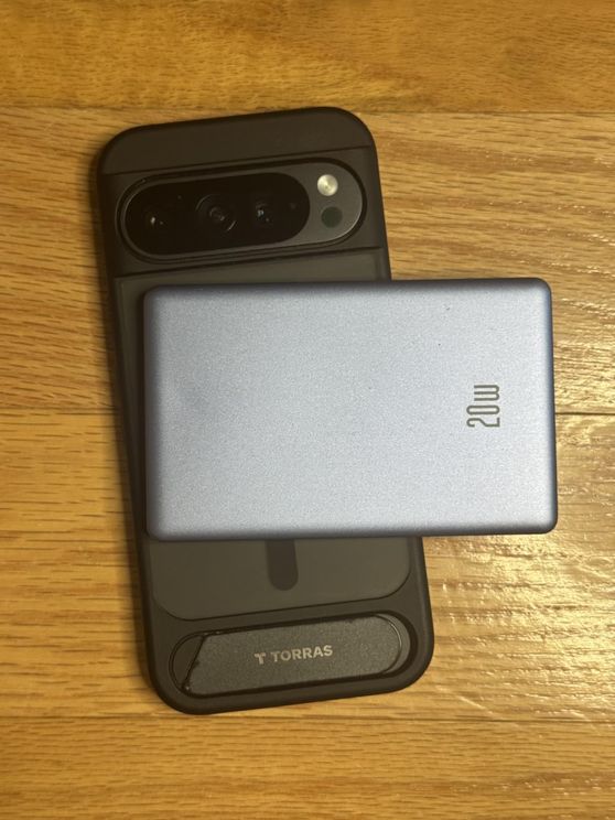 With phone and charger