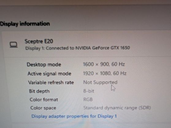 GTX 1650 1600 x 900 desktop to 1080p active signal