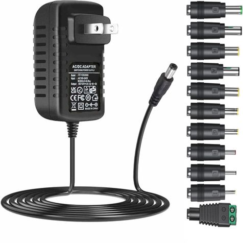 GuanTing Universal AC Adapter 12V 2A Power Supply Charger 24W AC110V to DC12V 2000mA 1500mA 1000mA 500mA Power Driver 11 DC Plug Tips 12 Volt Converter Inverter Transformer ac dc Adapter(DC12V~2A)