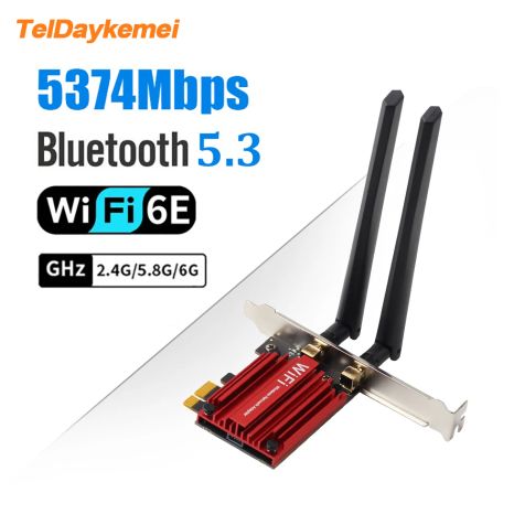 PCI-E Tir Band WiFi 6E Wireless Adapter AX210 Chip Network Card 2.4G/5G/6G 5374Mbps Bluetooth 5.3 For Desktop PC Windows 10/11