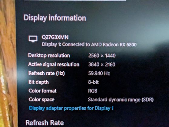 Radeon RX 6800 1440p resolution to 4k active signal mismatch