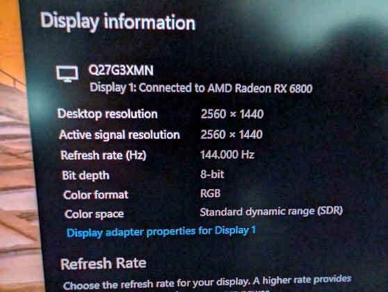 Radeon RX 6800 1440p 144hz resolution-signal match