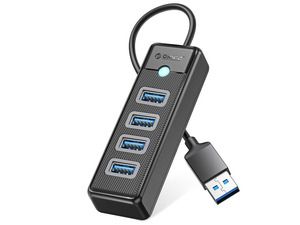 4-Port USB HUB 3.0, ORICO USB Splitter for Laptop with 0.5ft Cable, Multi USB Port Expander, Fast Data Transfer Compatible with Mac OS 10.X and Above, Linux, Android-Black