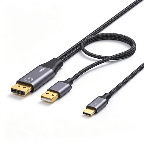 DisplayPort to USB C Cable 6.6FT, 4K@60Hz DP to USB-C Adapter with Power Supply & Touch Support, DP Male to Type-C Male Converter for Studio Display, AR Glasses Xreal, Nreal Air VR, Portable Monitor