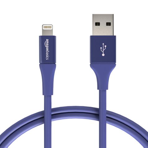 Amazon Basics USB A Cable with Lightning Connector, Premium Collection, MFi Certified Apple iPhone Charger, 3 Foot, Blue