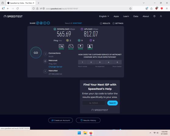 Speedtest.net test